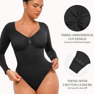 FeelinGirl Women's Long Sleeve Shapewear Bodysuit